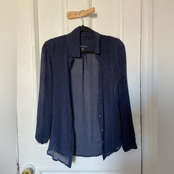 Navy blue sheer button down - Picture 1 of 1